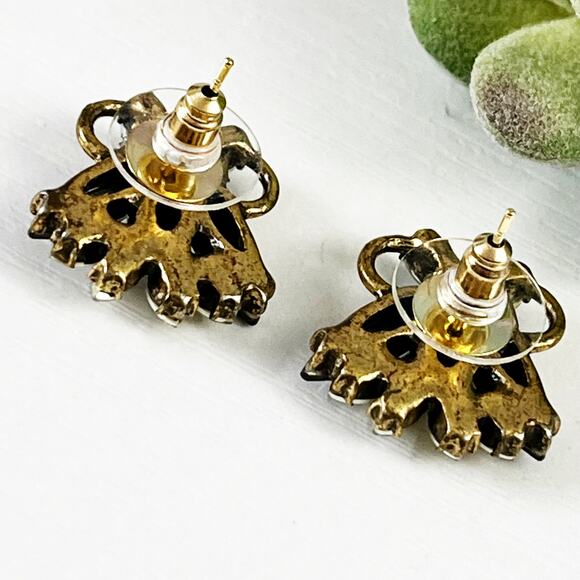 Upcycled J. Crew Crystal Fan Earrings - Picture 3 of 4